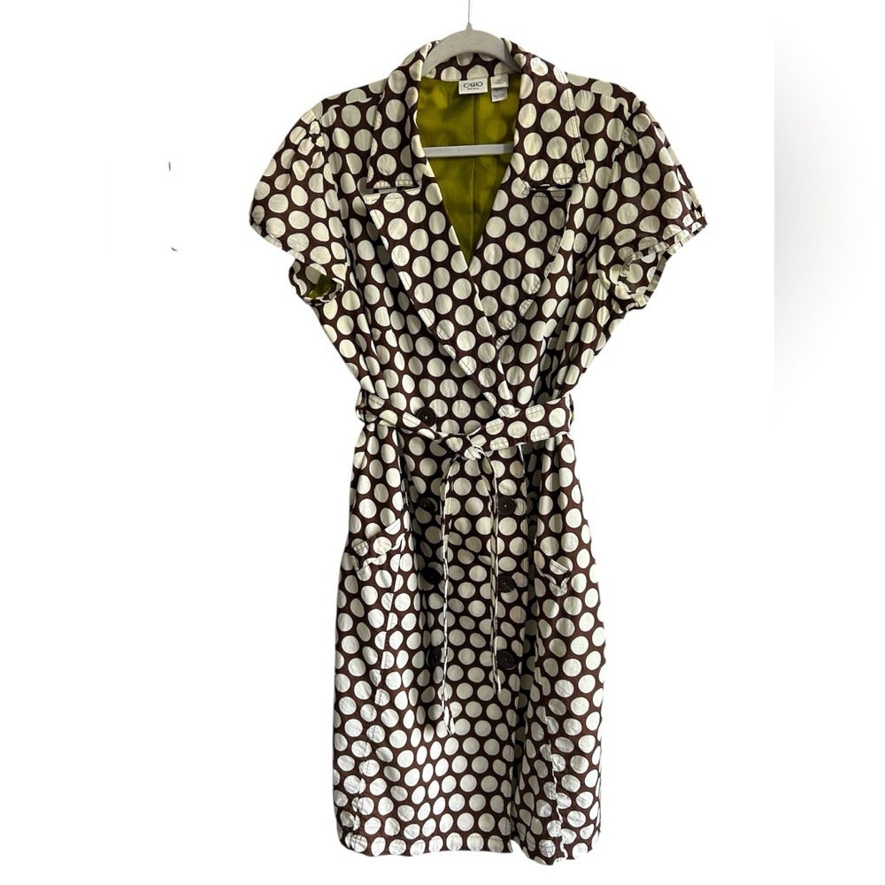 Cato WomenvBrown with off white polka dot pattern overcoat Size 16W